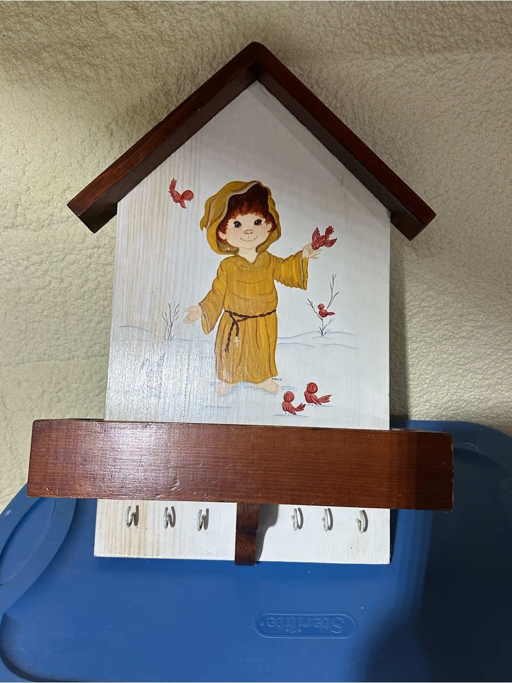 Hand-Painted Yellow Monk Wall Hook Rack